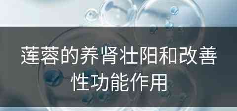 莲蓉的养肾壮阳和改善性功能作用